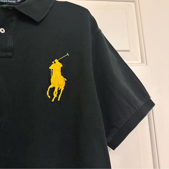 Vintage Polo by Ralph Lauren Men's Black Yellow Polo Shirt Big Pony Size XXL - Picture 2 of 8